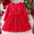 thumbnail image 6 of vdgthytj Toddler Girls Christmas Tulle Dress Crewneck Long Sleeve Mesh Princess Holiday Party Dress 2-10 Years, 6 of 7
