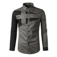 thumbnail image 1 of Camisa y blusa de manga larga con cuello vuelto para hombre, estilo casual, a la moda, con botones ajustados, bloques de color y costuras en contraste, camisa de manga larga con botones para hombre, 1 of 8
