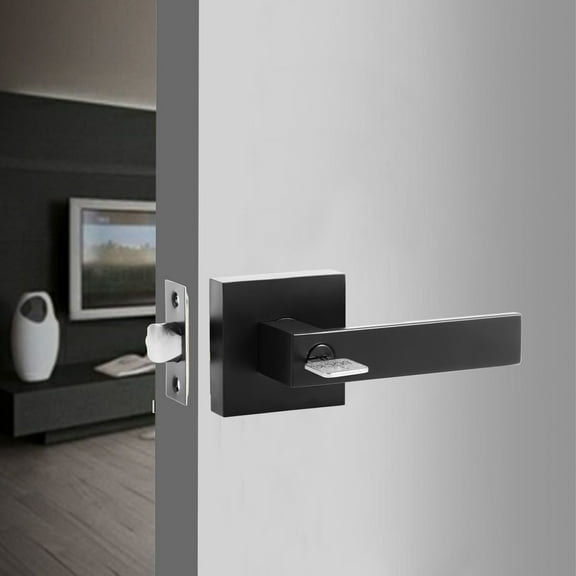 4 Sets Entry Exterior Door Handle Reversible Door Knobs with 12 Keys Zinc Alloy Entry Door Lever Matte Black Wardrobe Door Handle Interior Privacy Door Handle for Bedroom Office Rooms