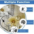 thumbnail image 3 of Yellow Floral Shower Curtain Rustic Flower White Daisy Black Leaf Butterfly Sunflower Vintage Grey Bright Wildflower Botanical Spring Home Bathroom Decor Bathtub Set with 12 Hooks, 72x72, Retro, 3 of 6
