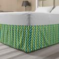 thumbnail image 1 of Abstract Bed Skirt, Pattern of Wavy Motifs with Herringbone Design and Zigzag Shapes, Elastic Bedskirt Dust Ruffle Wrap Around for Bedding Decor, 4 Sizes, Fern Green and Yellow Green, by Ambesonne, 1 of 2