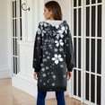 thumbnail image 5 of Women Hoodie Jacket Long Coat Floral Print Zip Up Hooded Cardigan Winter Warm Casual Outerwear with Pockets, 5 of 8