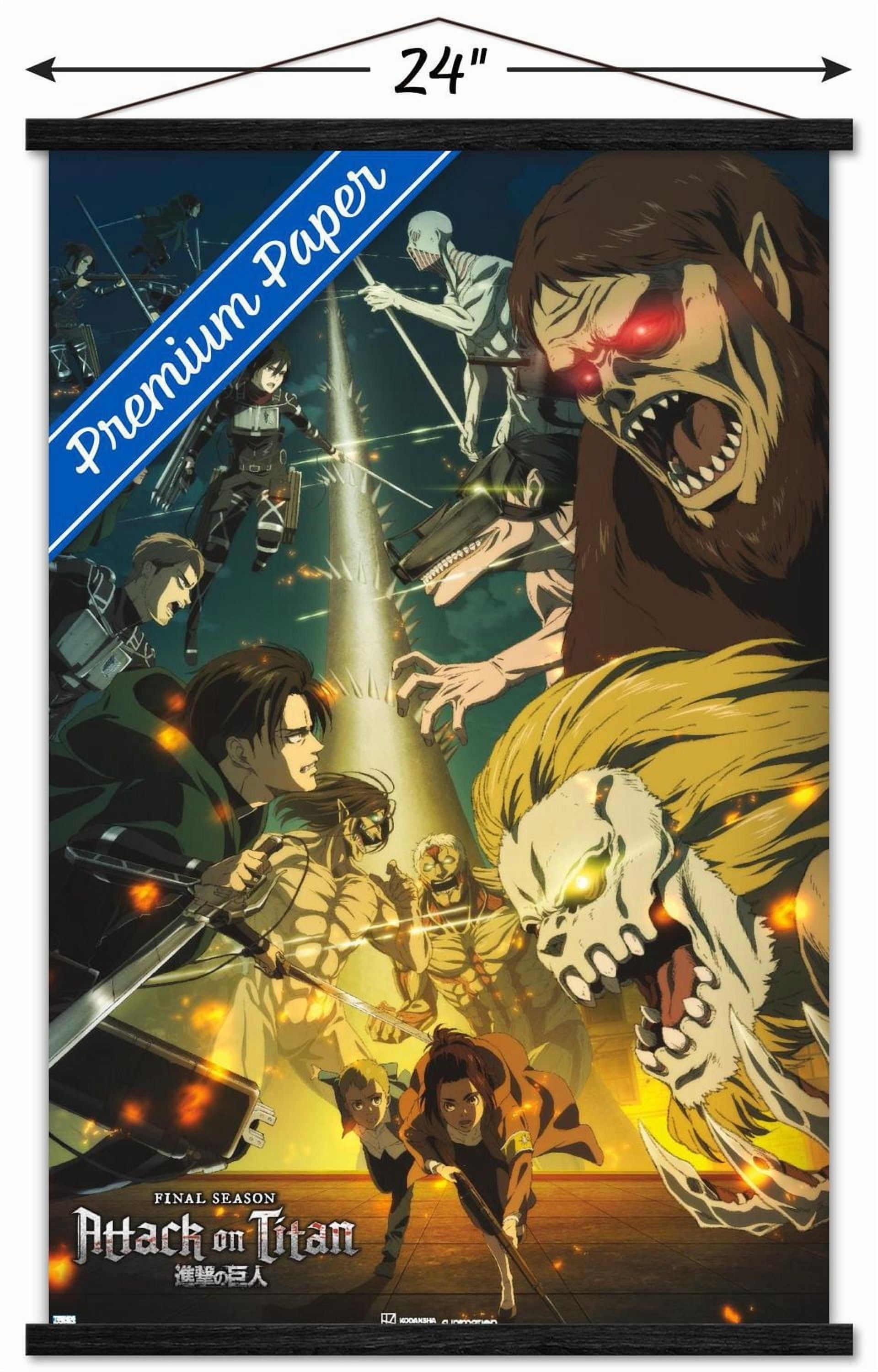 Attack on Titan: Season 4 - Key Visual 3 Wall Poster with Magnetic Frame, 22.375" x 34"