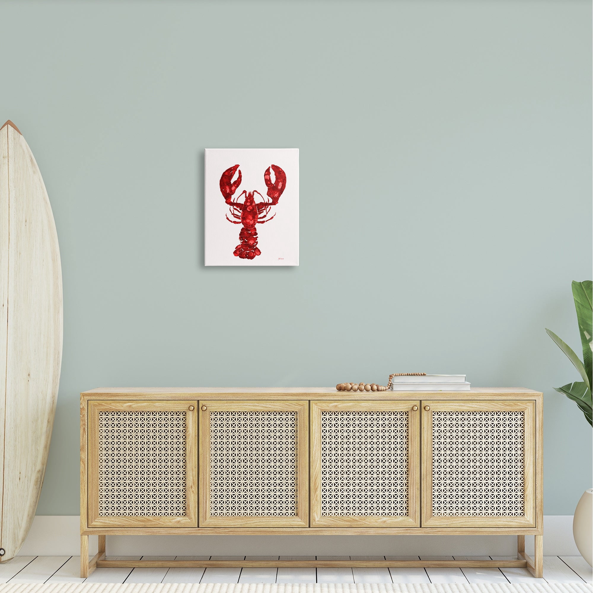Stupell Industries Red Lobster Marine Paint Speckled Watercolor Painting Gallery Wrapped Canvas Print Wall Art, Design by Patti Mann