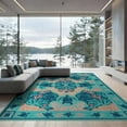 thumbnail image 2 of ODIKA 6'x9' Washable Area Rug Ocean Turtle Main Lagoon Mosaic Coral Border Panels Map Nautical for Family Room, Living Room, Master Bedroom, Non-Slip, Easy Care, 2 of 7