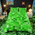 thumbnail image 2 of Meiyoeat Bright Green Pixelated Miners Duvet Cover King, Simple Square Tile Print King Bedding,3 Pieces,No Comforter, 2 of 6