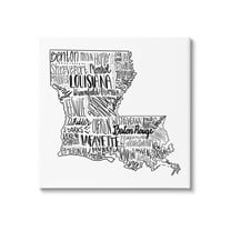 Stupell Industries Louisiana State Map Typography Cities Graphic Art Gallery Wrapped Canvas Print Wall Art, Design by The Saturday Evening Post