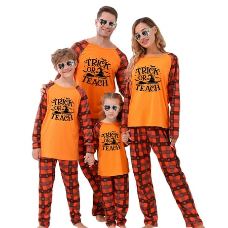 

YiLvUst Matching Family Costumes Halloween Glow in The Dark 2PCS Ghost Print Holiday Jammies for Adults and Kids