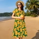 thumbnail image 4 of Easygdp Orange Lemon para Vestido Transpirable de Mujer, Vestido Suelto de Manga Corta con Pliegues y Bolsillos para el Verano, 4 of 6