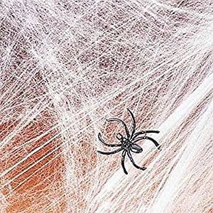 Cp 1 Pack White Stretchable Spider Web with Spider Cobwebs Halloween Decorations