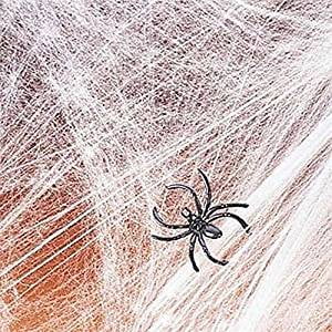 Cp 1 Pack White Stretchable Spider Web with Spider Cobwebs Halloween Decorations