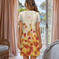 thumbnail image 3 of Yuyamidu Fall Maple Leaves Ladies' Sleepshirt Nightgown Short Sleeve Button Down Lightweight Summer Sleep Dress Crew Neck Knee Length Breathable Fabric Nightgowns, 3 of 7