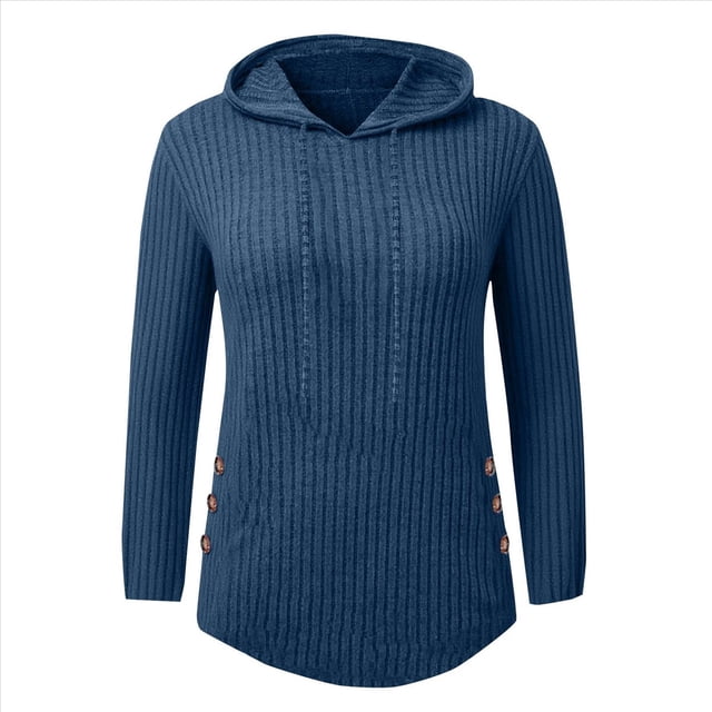 Sudaderas con Capucha para Mujer, Sudaderas de Gran Tamaño, Camisetas de Larga, Suéteres, Suéteres de Otoño, Tops. Azul M