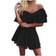 thumbnail image 2 of Antinious Ladies Summer Dress,Formal Party Dresses for Women,Off the Shoulder Dress Casual Solid Sleeveless V-Neck Evening Dresses,Black,L, 2 of 5