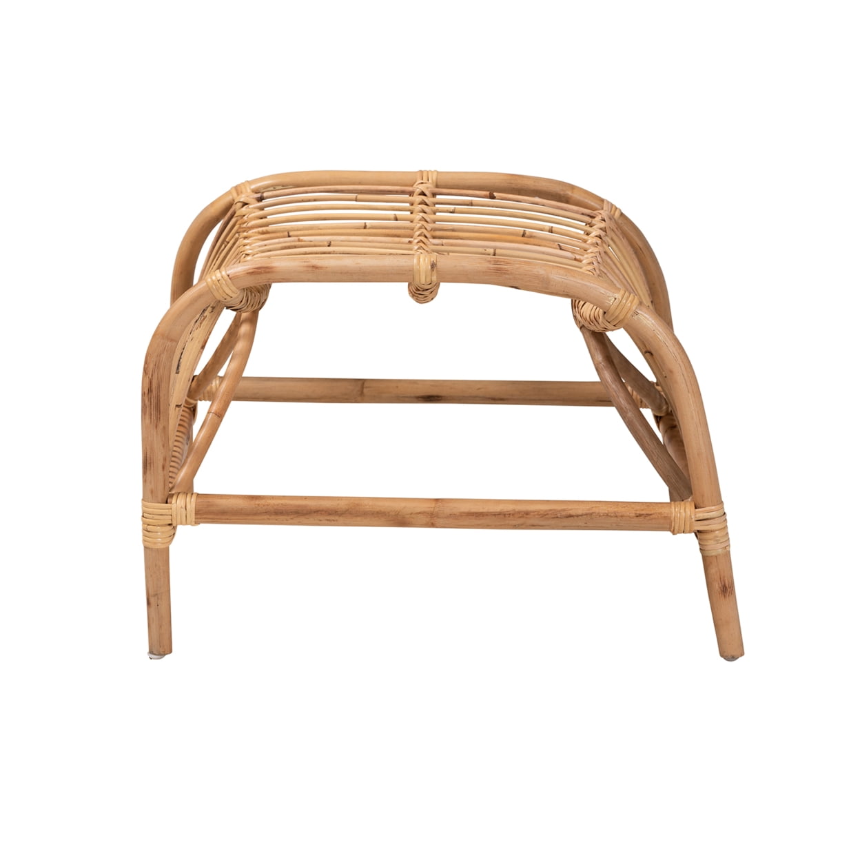 Baxton Studio Lamaria Modern Bohmenian Natural Brown Antique Rattan Footstool