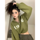 thumbnail image 2 of Suéter verde hippie Y2k de Deeptown para mujer, estilo Harajuku, Kpop, Gyaru, de gran tamaño, con cremallera y letras, jersey de estilo grunge vintage, 2 of 5