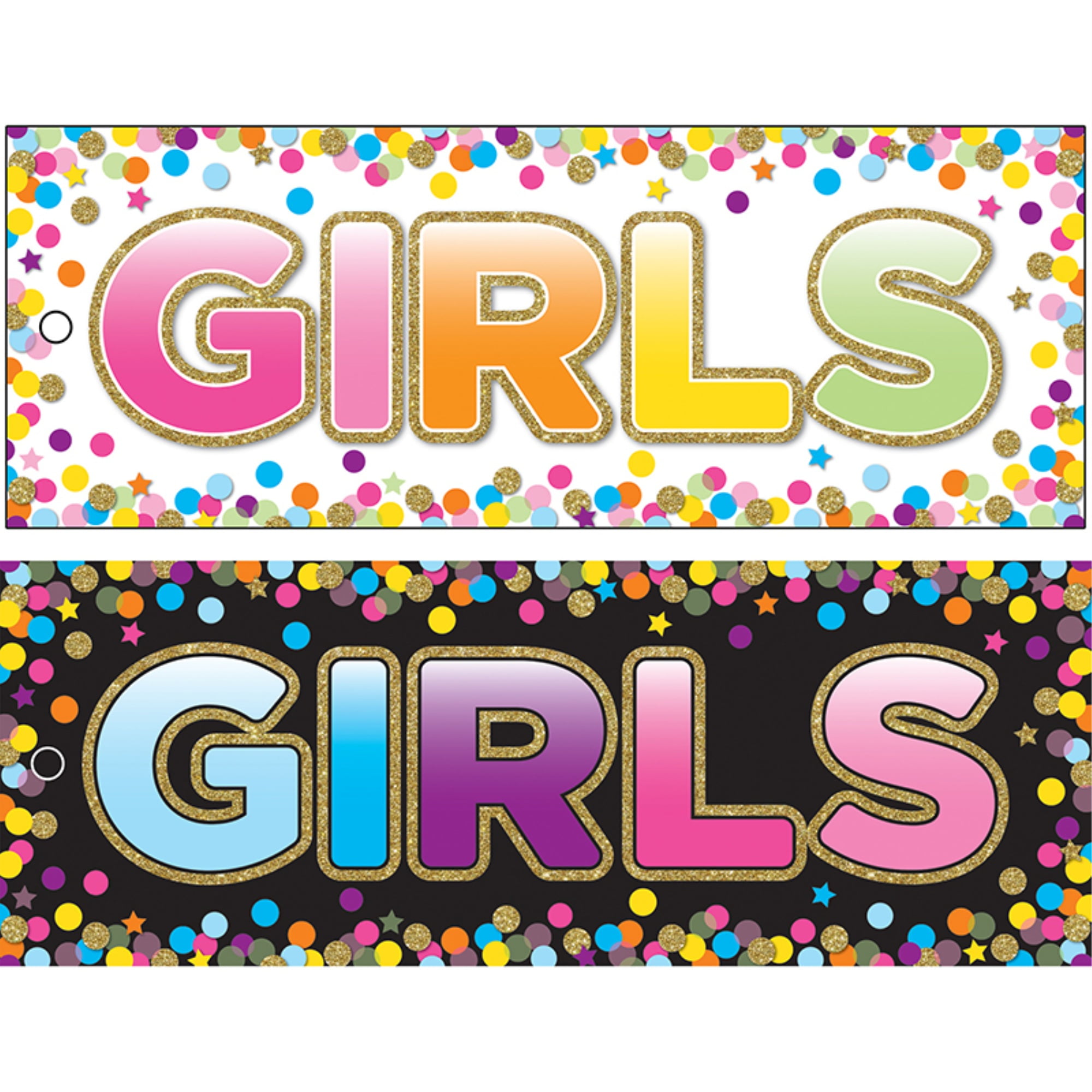 Laminated Double-Sided Hall Passes, 9' x 3.5', Confetti Girls Pass
