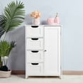 thumbnail image 6 of Small Bathroom Storage Cabinet, Floor Cabinet with 4 Large Drawers and 1 Cupboard, Freestanding Compact Floor Towel Cabinet for Bathroom, Laundry Room, Entryway and Bedroom, White, 6 of 10