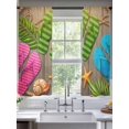 thumbnail image 2 of Summer Slippers Sheer Curtains 2 Panels Set Pink Green Blue Shoes Shells Palm Leaf Wooden Stripes Sheer Window Curtains Light Filtering Rod Pocket Voile Drapes for Bedroom Living Room 52"x63", 2 of 8