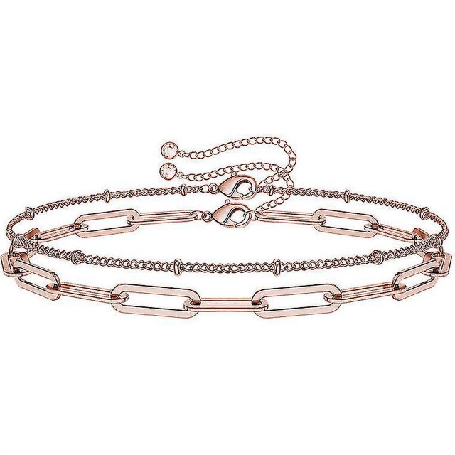 Pulsera de dos capas para mujer, regalo de amistad, pulsera de oro rosa