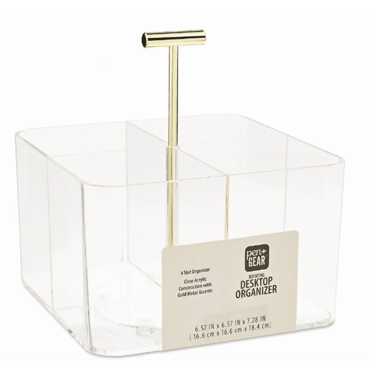 Rotating Desk Organizer, 4 Compartments, Clear photo 6