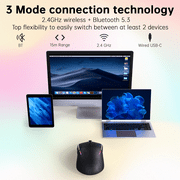 FFN Wireless Gaming Mouse,24000DPI Adjustable,6 Programmable Buttons,75H Battery,3 Mode 2.4GHz/Bluetooth 5.3/USB-C Wired, Rechargeable Gaming Mice for PC,Mac,Computer,Laptop,Tablet-Black