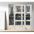thumbnail image 6 of Sliding Closet Clear Glass 3 Lites Bypass Doors 84 x 96 inches | Lucia 2555 Matte White | Sturdy Top Mount Rails Moldings Trims Hardware Set | Wood Solid Bedroom Wardrobe Doors, 6 of 6
