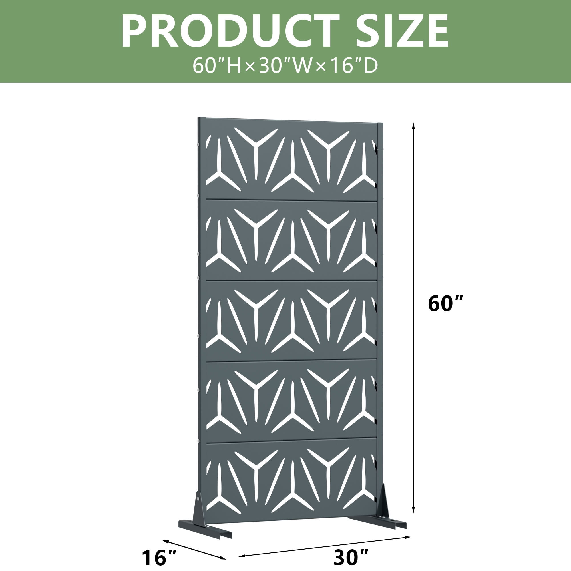 MAYEERTY 5 Panels Metal Outdoor Garden Privacy Screen Panel Patio Backyard Decorative Privacy Fence Divider, 59×29.5×15.7in
