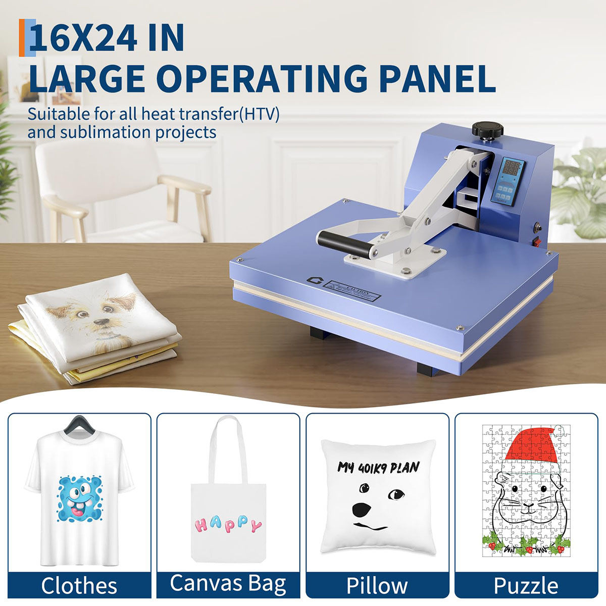 Danolapsi Heat Press 16"x24", Heat Press Machine, Even Heating Technology, Large Operating Panel, Industrial Digital Heat Transfer Machine Sublimation for T-Shirts, Clothes, Canvas Bags