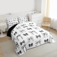 thumbnail image 3 of jejeloiu Kawaii Bow Ribbon Queen Comforter Set,Gray Cute Bowtie Bedding Comforter Set For Girls Teens Reversible 3 Pieces, 3 of 8