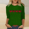 thumbnail image 2 of Plebaso Chemises à Manches 3/4 pour Femmes Mignonnes avec Cœur Hauts Amples Décontractés Blouses à Col Rond T-Shirts Imprimés, 2 of 4