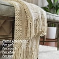 thumbnail image 3 of CREVENT Home Decor Rustic Couch Sofa Chair Bed Throw Blanket, Soft Warm Cozy Light Weight for Travelling (50''X60'' Beige / Ivory), 3 of 5