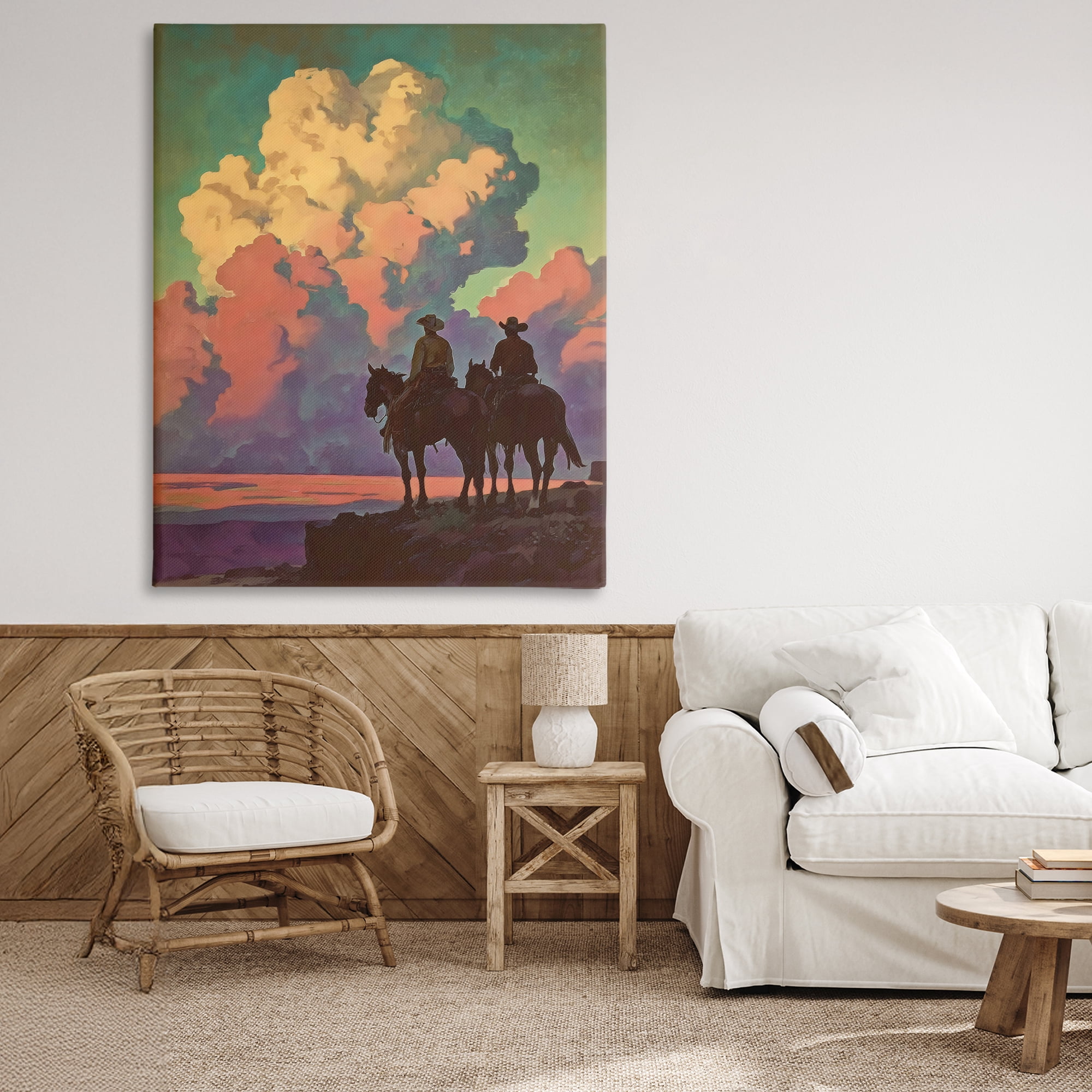 Stupell Industries Cowboys Silhouetted Against Clouds Canvas Wall Art, design by Arlington Prints