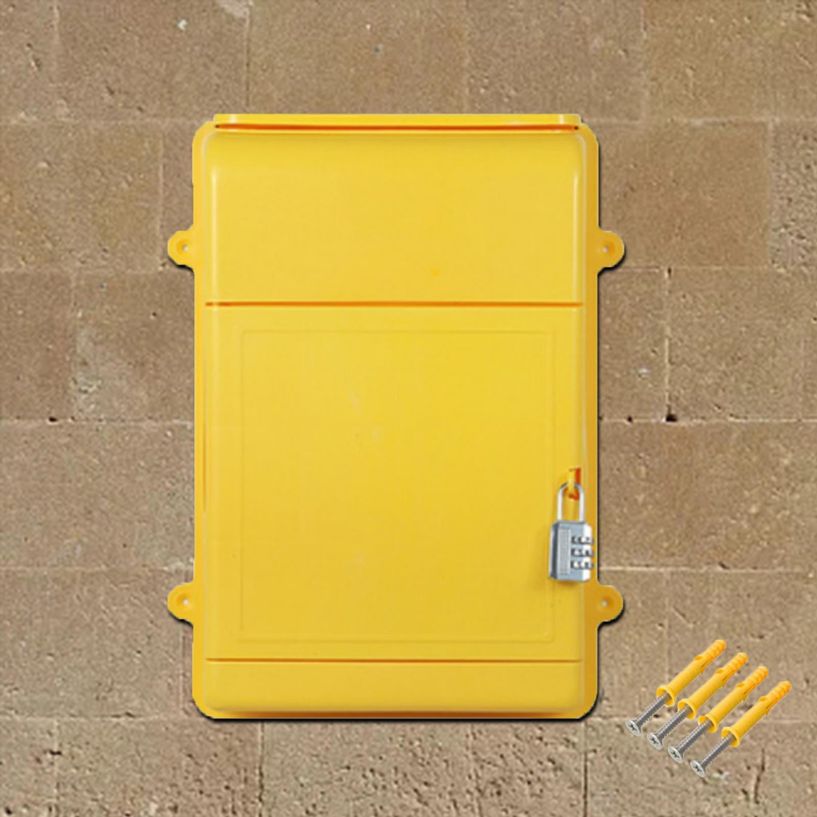 Baoblaze Wall Hanging Mailbox Post Box with Code Lock 34.5x26x10cm for Hotel Business Yellow