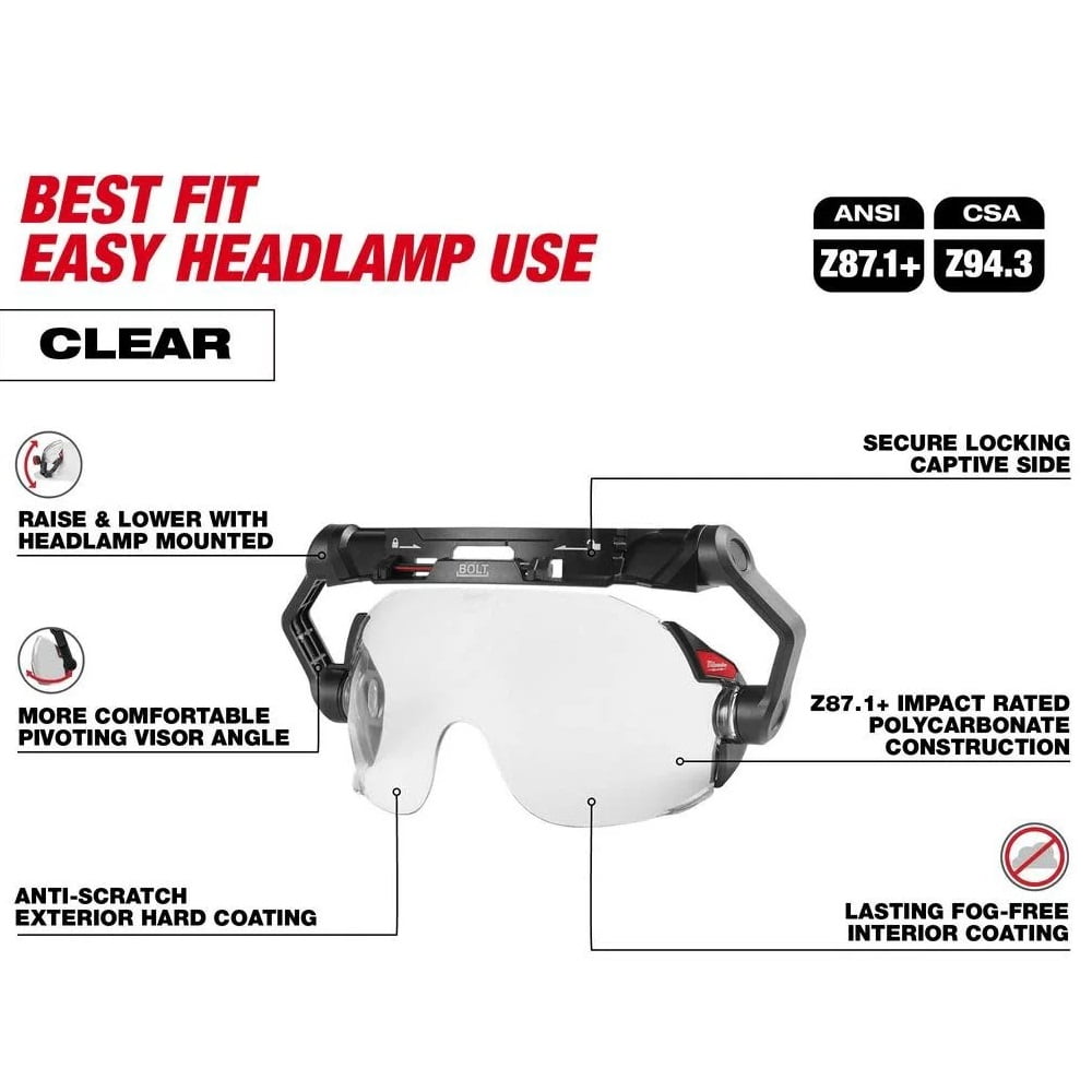 Milwaukee 48-73-1410 Clear Dual Coat Lens Eye Visor, Black/White