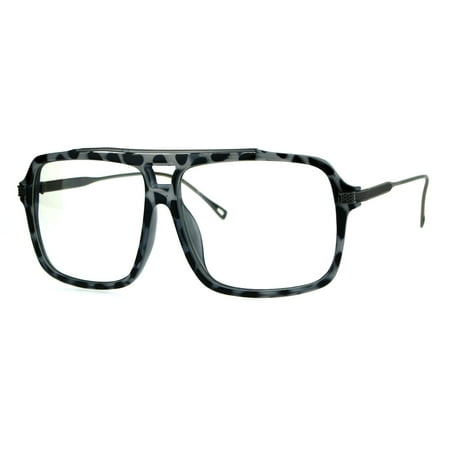 Interchangeable Lens Golf Matte Mens Hip Hop Celebrity Rectangular Plastic Racer Aviator Clear Lens Glasses Grey Tortoise ()