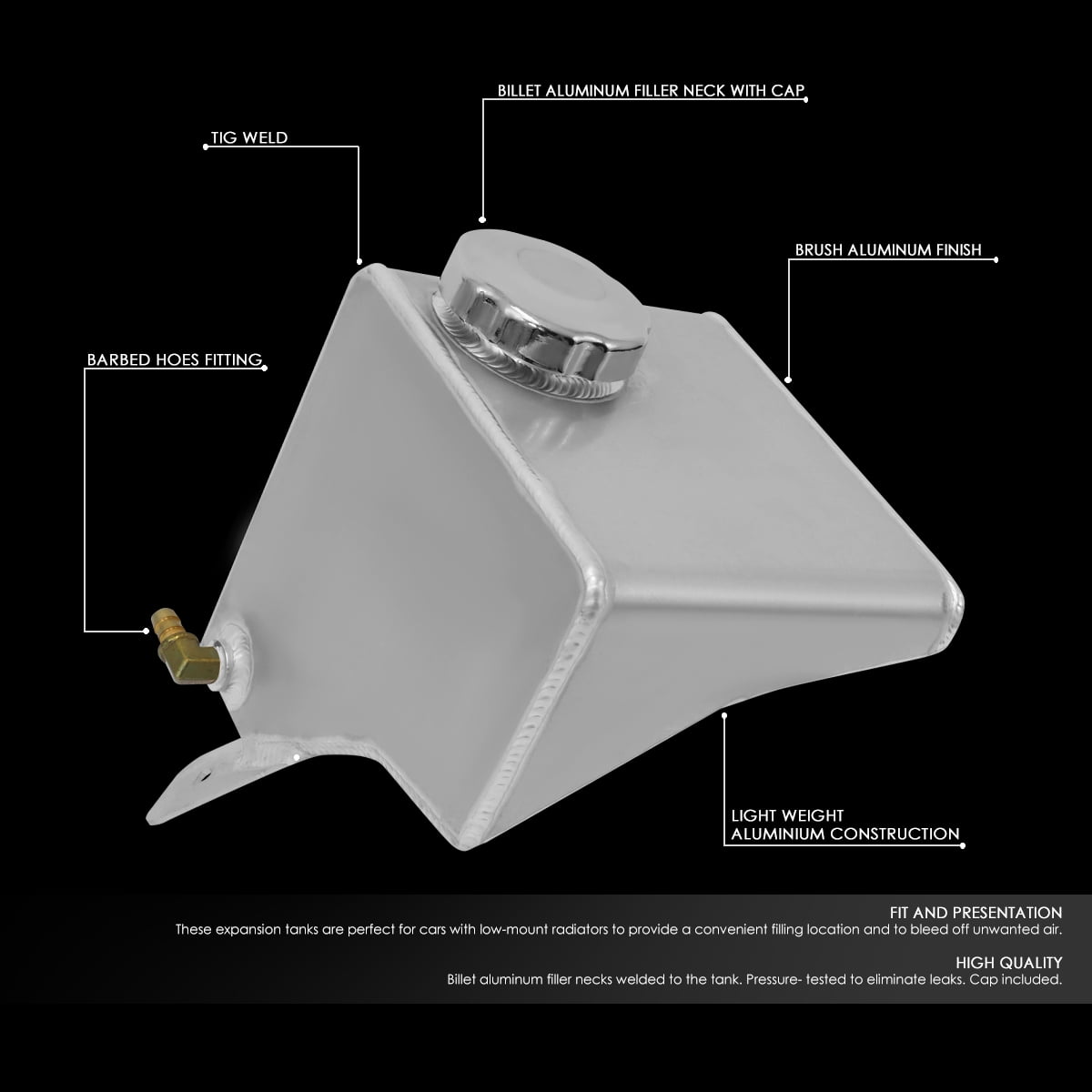 DNA Motoring TANK-COL-016 For 1982 to 1992 Chevy Camaro / Pontiac Firebird Aluminum Coolant Expansion Recovery Overflow Tank Bottle 91 90 89 88 87 86