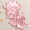 thumbnail image 5 of Zshosam Pjs Kids Girls Boys Satin Pajamas Set Cute Short Sleeve Button down Printed Sleepwear Shorts 2 Pcs Summer Pj Sets Size 4T 5T,(Light Pink 4-5 Years), 5 of 9