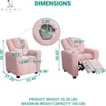 thumbnail image 3 of YSNW Push Back Kids Recliner Chair with Footrest & Cup Holders, Push Back Toddler Recliner with Cup Holder,Chenille Kids' Recliners for Age 3+,Pink, 3 of 11