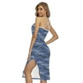 thumbnail image 2 of Camo Denim Jeans Pattern Printed Cross Back Cami Dress, Camo Camouflage Fashion Summer Maxi Sexy Casual Dress For Women, 2 of 4