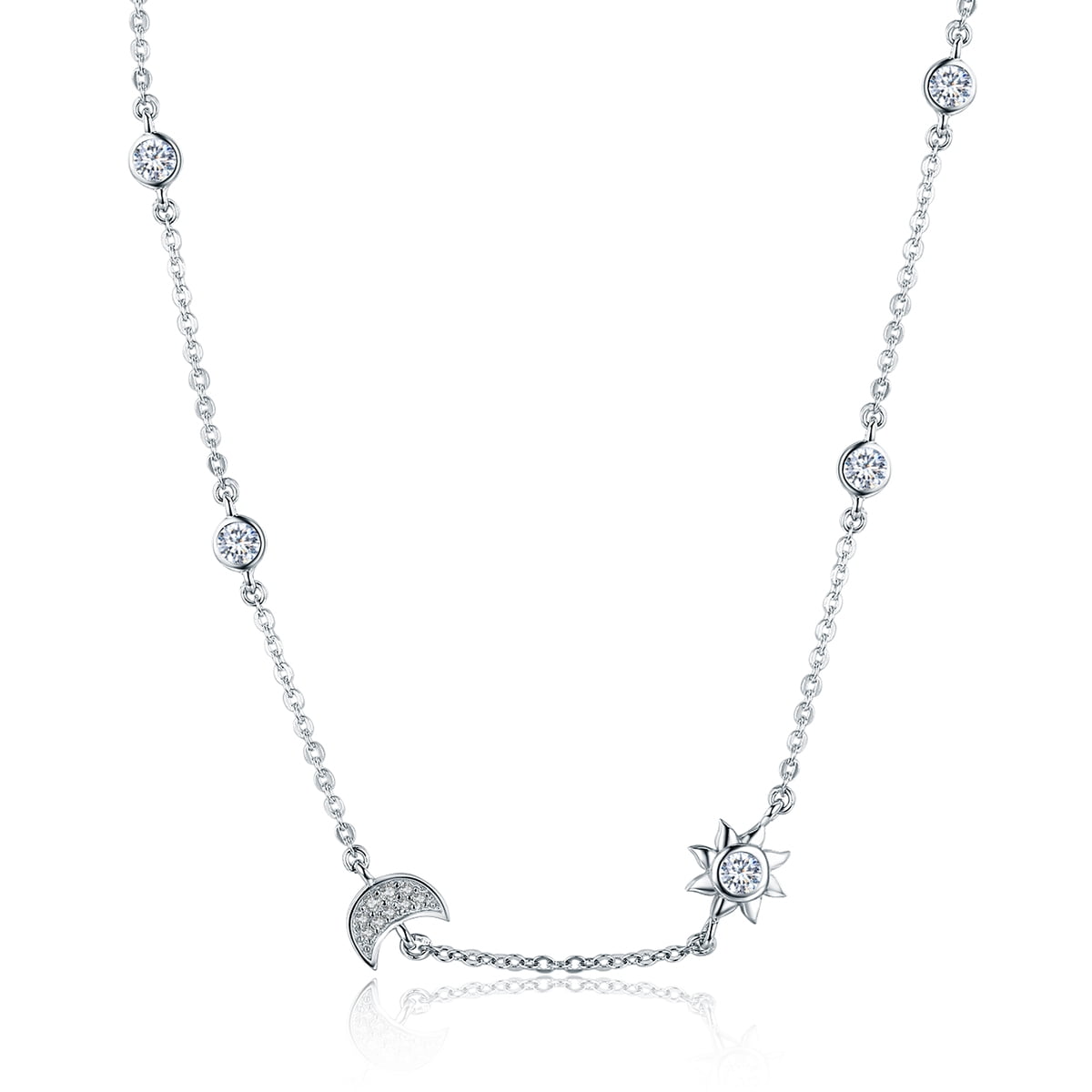 BriLove Women 925 Sterling Silver Cubic Zirconia 26 Letters Alphabet Personalized Charm Pendant Necklace