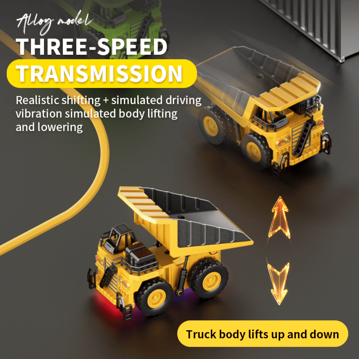 RC Dump Truck 1:64 Mini Alloy Remote Control Car with Adjustment Lights & Sound, APP Control Construction Truck for Kids Adults Gifts(Green)