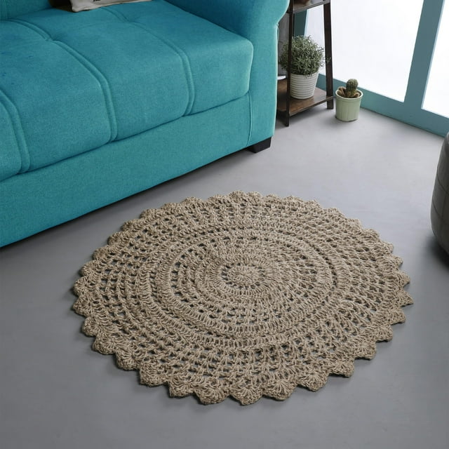 Alfombra Ramanta Home de yute tejida a mano, 90 cm, redonda, natural