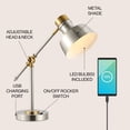 thumbnail image 3 of JONATHAN Y Allegra 18.5" Classic Farmhouse Adjustable Cantilever LED Task Lamp with USB Charging Port, Nickel/Brass Gold, JYL7124B, 3 of 5