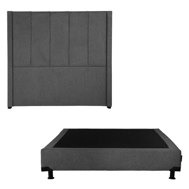Box Base Cama Matrimonial + Cabecera Nizza Gris