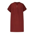 thumbnail image 4 of Zedker Dresses for Women V Neck Casual Fall Dress Button Short Sleeve Dresses 2025 Summer Midi Dresses Plus Size Red XL, 4 of 8