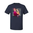 thumbnail image 2 of Wild Bobby, Breast Cancer Survivor Distressed American Flag, Breast Cancer Awareness, Men's Graphic Tees, Navy, 4XL, 2 of 3