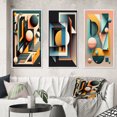 thumbnail image 1 of Designart "Geometric Nostalgia Retro Elementary Style I" Modern Geometric Framed Wall Art Set Of 3 - Blue Abstract Geometric Frame Gallery Set For Office Decor, 1 of 6