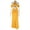 Yellow, variant on Women's Halter Sleeveless Hollow-Out Pleated Mermaid Long Dress, High Waist, Solid Color