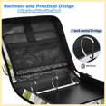 thumbnail image 4 of Zipper Binder with Shoulder Strap 2 inch 3 Ring Waterproof File Folder Organizer Bag 500 Sheet Watercolor Coconuts Pattern, 4 of 8